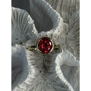 925 STERLING SILVER ORANGE CRYSTAL RING SIZE 7